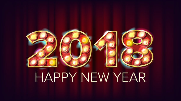 2018新年快乐向量。背景装饰。贺卡设计。2018灯牌。假日复古闪耀灯泡2018。发光的插图图片 2018新年快乐向量。背景装饰。贺卡设计。2018灯牌。假日复古闪耀灯泡2018。发光的插图图片下载