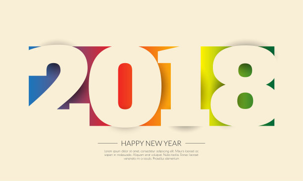 贺卡设计模板与现代文本为2018年的狗年。彩色数字2018绘制字母在彩色的背景。矢量插图。图片 贺卡设计模板与现代文本为2018年的狗年。彩色数字2018绘制字母在彩色的背景。矢量插图。图片下载