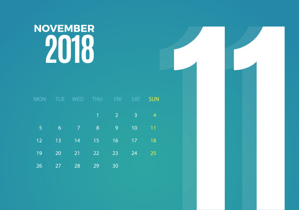 墙上2018年11月日历。向量模板图片 墙上2018年11月日历。向量模板图片下载
