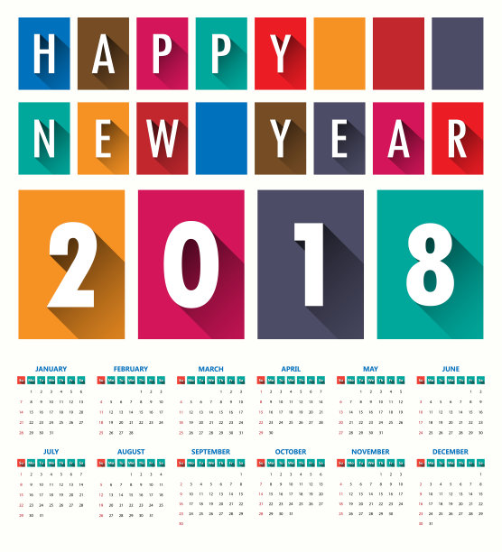 2018现代日历模板。矢量/插图。图片 2018现代日历模板。矢量/插图。图片下载