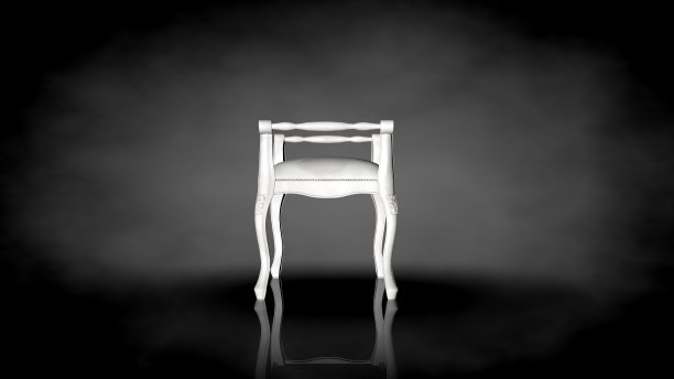 黑色背景上的白色椅子的3d渲染图片 黑色背景上的白色椅子的3d渲染图片下载