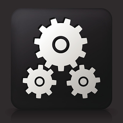 黑色方形按钮与建设齿轮图标图片 黑色方形按钮与建设齿轮图标图片下载