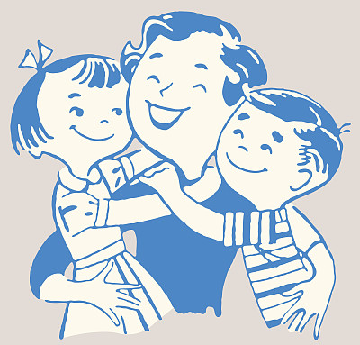 男孩和女孩拥抱他们的妈妈图片 男孩和女孩拥抱他们的妈妈图片下载