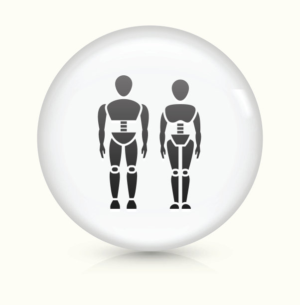 机器人图标上的白色圆形矢量按钮图片 机器人图标上的白色圆形矢量按钮图片下载