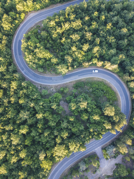 公路旅行通过森林-空中的观点图片 公路旅行通过森林-空中的观点图片下载