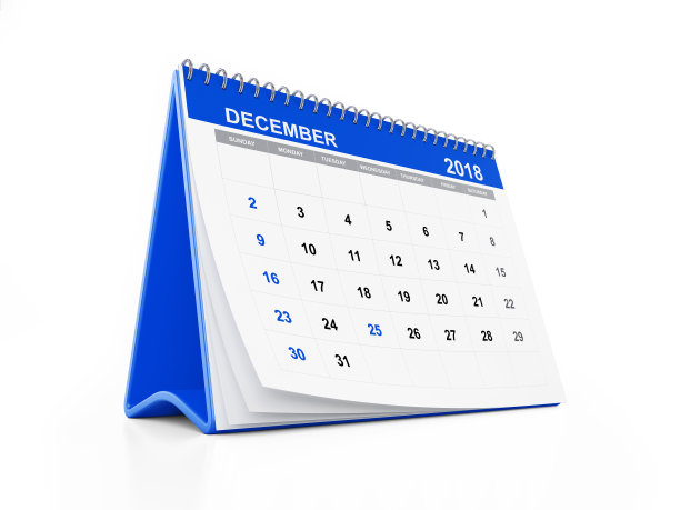 2018月蓝色台历:12月图片 2018月蓝色台历:12月图片下载