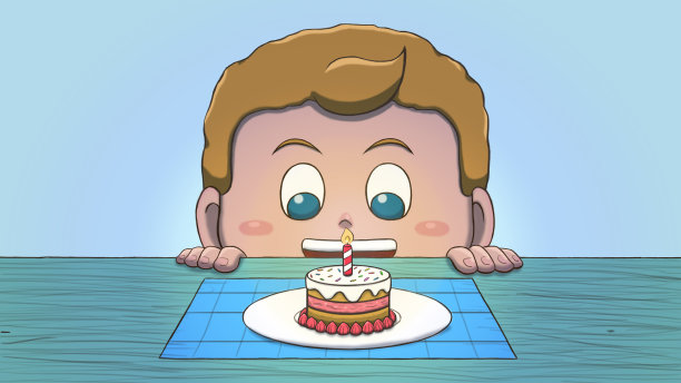 白人男孩看迷你生日蛋糕图片 白人男孩看迷你生日蛋糕图片下载