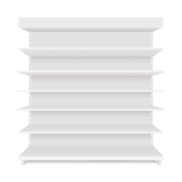 空白的空白展示与零售货架。前视图。矢量模拟模板为您的设计做好准备。图片 空白的空白展示与零售货架。前视图。矢量模拟模板为您的设计做好准备。图片下载