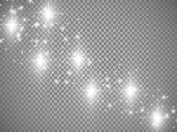 灯光在透明背景上。矢量白色闪光波抽象插图。白色星尘尾随着孤立的闪闪发光的粒子图片 灯光在透明背景上。矢量白色闪光波抽象插图。白色星尘尾随着孤立的闪闪发光的粒子图片下载