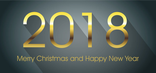 矢量2018年新年贺卡与黄金文字和长影子图片 矢量2018年新年贺卡与黄金文字和长影子图片下载