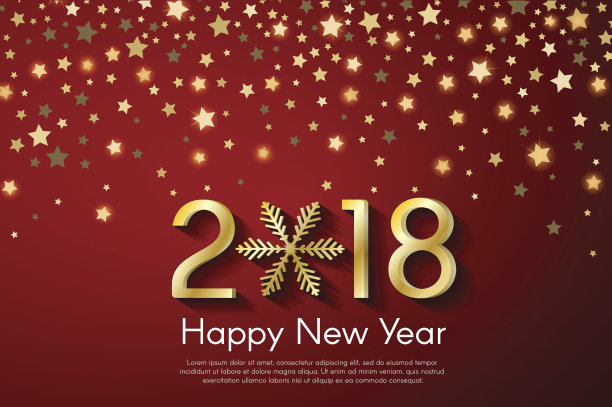 2018年的金色新年概念在红色模糊的星光陨落背景。矢量贺卡插图与金色数字和雪花图片 2018年的金色新年概念在红色模糊的星光陨落背景。矢量贺卡插图与金色数字和雪花图片下载
