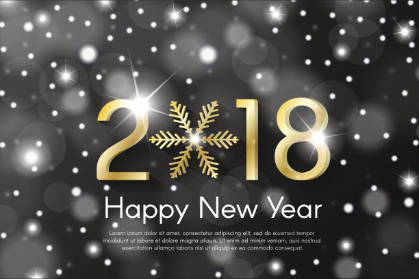 2018年的金色新年概念以黑雪模糊为背景。矢量贺卡插图与金色数字和雪花图片 2018年的金色新年概念以黑雪模糊为背景。矢量贺卡插图与金色数字和雪花图片下载