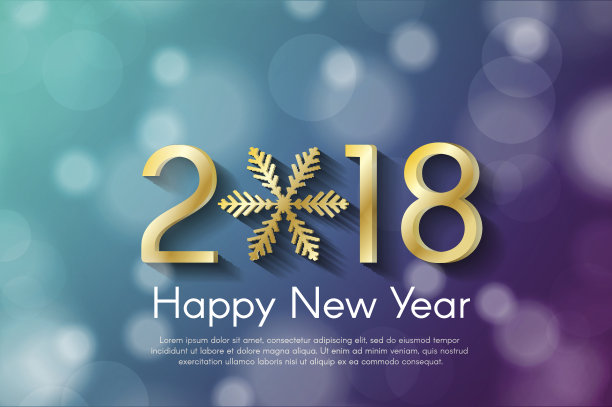 在青色和紫罗兰色的模糊背景上构思2018年的金色新年。矢量贺卡插图与金色数字和雪花图片 在青色和紫罗兰色的模糊背景上构思2018年的金色新年。矢量贺卡插图与金色数字和雪花图片下载