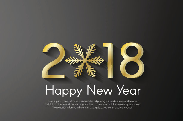 黑色背景下的2018黄金新年概念。矢量贺卡插图与金色数字和雪花图片 黑色背景下的2018黄金新年概念。矢量贺卡插图与金色数字和雪花图片下载