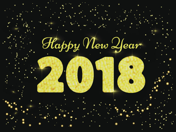 矢量插画的新年快乐2018。金色和黑色。祝贺新年快乐的话语图片 矢量插画的新年快乐2018。金色和黑色。祝贺新年快乐的话语图片下载