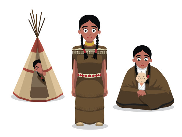 美国土著妇女摆卡通矢量插图图片 美国土著妇女摆卡通矢量插图图片下载