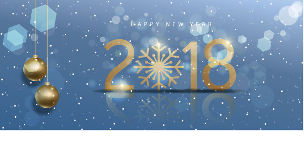 2018年新年快乐,金色背景和狗图片 2018年新年快乐,金色背景和狗图片下载