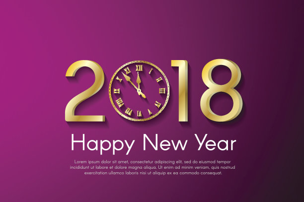 粉色背景下的2018黄金新年概念。矢量贺卡插图与黄金数字和古董钟图片 粉色背景下的2018黄金新年概念。矢量贺卡插图与黄金数字和古董钟图片下载