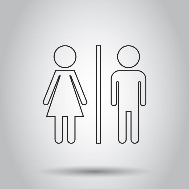 厕所、卫生间线矢量图标。男性和女性在白人背景上签到厕所。图片 厕所、卫生间线矢量图标。男性和女性在白人背景上签到厕所。图片下载