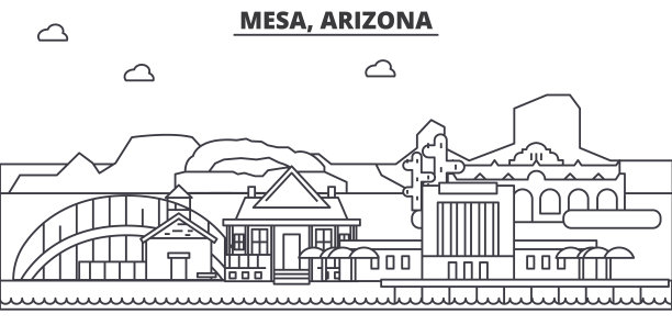 Mesa,亚利桑那州建筑线天际线插图。线性向量的城市景观与著名的地标,城市景观,设计图标。风景与可编辑的笔触图片 Mesa,亚利桑那州建筑线天际线插图。线性向量的城市景观与著名的地标,城市景观,设计图标。风景与可编辑的笔触图片下载