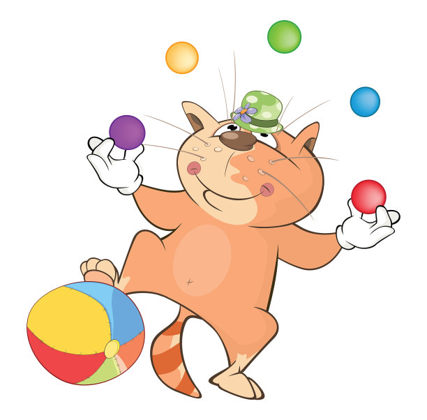 插图可爱的猫杂耍卡通人物图片 插图可爱的猫杂耍卡通人物图片下载