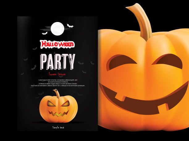 万圣节晚会与可怕的南瓜设计背景为邀请卡海报传单或横幅图片 万圣节晚会与可怕的南瓜设计背景为邀请卡海报传单或横幅图片下载