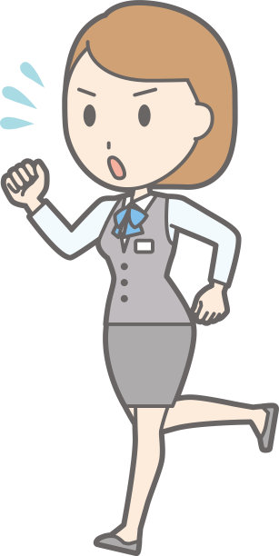 一个穿着制服的女职员正在跑步的插图图片 一个穿着制服的女职员正在跑步的插图图片下载