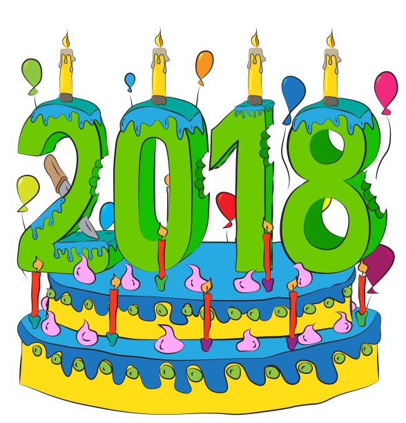 生日蛋糕,有2018年的蜡烛,庆祝2018年新年,彩色气球和巧克力涂层图片 生日蛋糕,有2018年的蜡烛,庆祝2018年新年,彩色气球和巧克力涂层图片下载