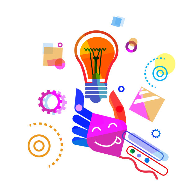 抽象的手持灯泡涂鸦设计图片 抽象的手持灯泡涂鸦设计图片下载