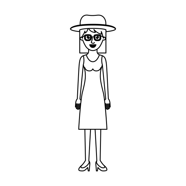 女人戴着帽子和眼镜,穿着和高跟鞋,中等长度的头发在单色剪影图片 女人戴着帽子和眼镜,穿着和高跟鞋,中等长度的头发在单色剪影图片下载