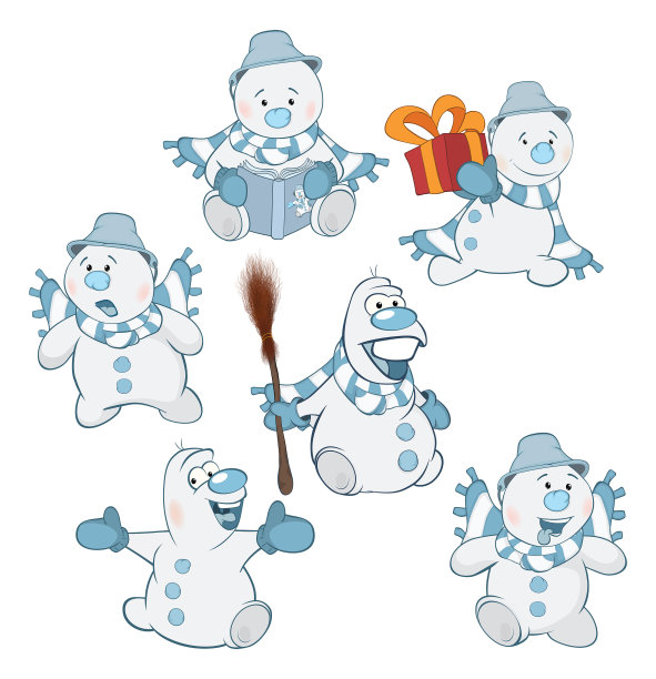 卡通插图有趣的圣诞雪人为您设计图片 卡通插图有趣的圣诞雪人为您设计图片下载