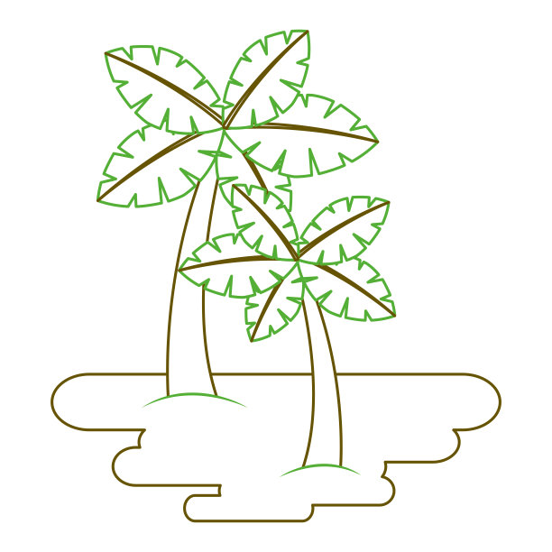 两棵棕榈树上的沙热带植物图片 两棵棕榈树上的沙热带植物图片下载