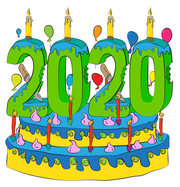 生日蛋糕与新年号码2020蜡烛,庆祝2020年新年,彩色气球和巧克力涂层图片 生日蛋糕与新年号码2020蜡烛,庆祝2020年新年,彩色气球和巧克力涂层图片下载