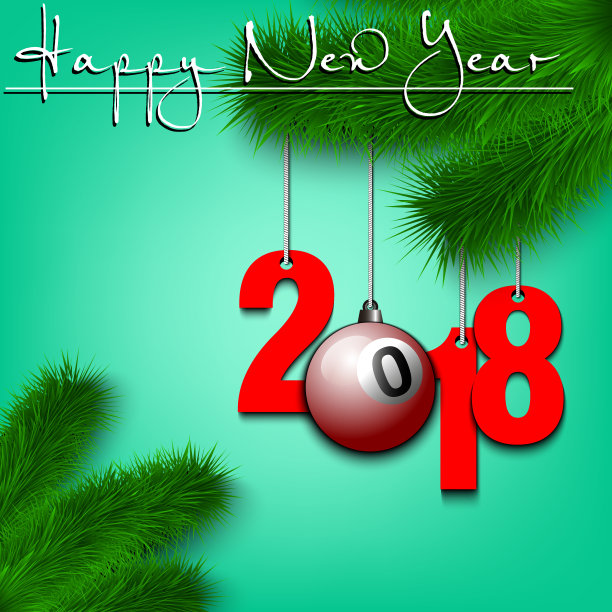 圣诞树上的弹子球和2018图片 圣诞树上的弹子球和2018图片下载