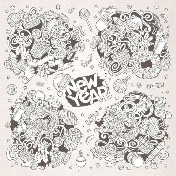 卡通新年和圣诞节的对象图片 卡通新年和圣诞节的对象图片下载