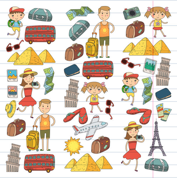 旅行,度假,冒险。带着父母的孩子在为你们的旅行做准备。幼儿园,学校,暑假孩子们画画图片 旅行,度假,冒险。带着父母的孩子在为你们的旅行做准备。幼儿园,学校,暑假孩子们画画图片下载