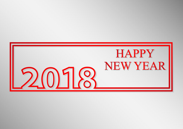 快乐新年横幅勾勒红色图片 快乐新年横幅勾勒红色图片下载