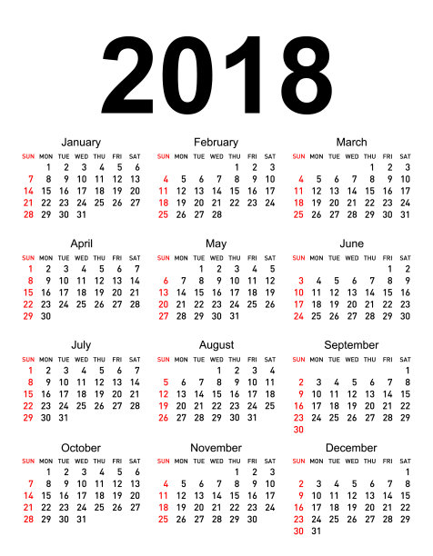 2018年的日历图片 2018年的日历图片下载
