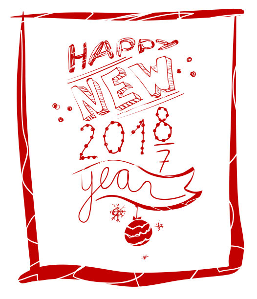 新年快乐手绘贺卡。矢量插图假日设计。图片 新年快乐手绘贺卡。矢量插图假日设计。图片下载
