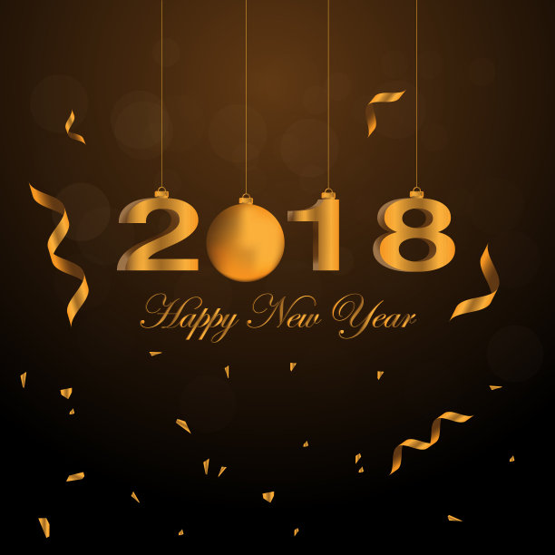 2018年新年祝福数字,金色背景。图片 2018年新年祝福数字,金色背景。图片下载