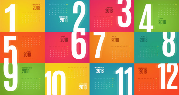 墙月历2018年。向量模板图片 墙月历2018年。向量模板图片下载