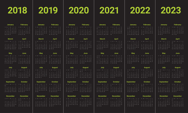 2018年2019年2020年2021年2022年2023年日历矢量图片 2018年2019年2020年2021年2022年2023年日历矢量图片下载