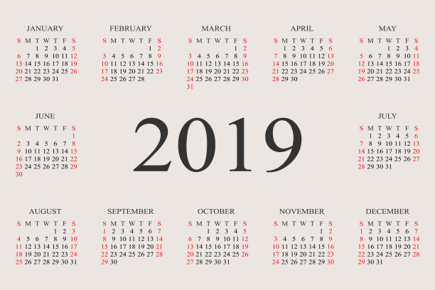 日历2019年矢量设计模板图片 日历2019年矢量设计模板图片下载