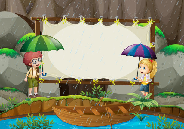 横幅模板与孩子在雨中图片 横幅模板与孩子在雨中图片下载