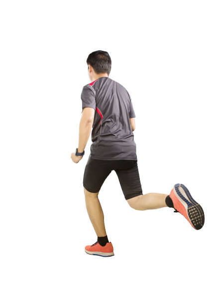背景的运动员穿着运动服向前跑孤立的白色背景图片 背景的运动员穿着运动服向前跑孤立的白色背景图片下载