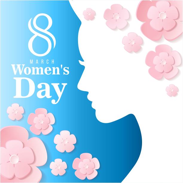 3月8日妇女节女人影子花蓝色背景向量图像图片 3月8日妇女节女人影子花蓝色背景向量图像图片下载