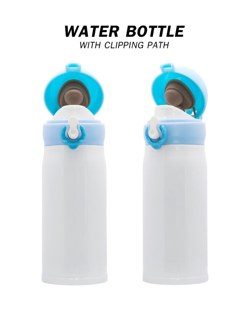 水钢瓶与蓝色盖隔离在白色背景。绝缘水容器瓶。(剪切路径)图片 水钢瓶与蓝色盖隔离在白色背景。绝缘水容器瓶。(剪切路径)图片下载