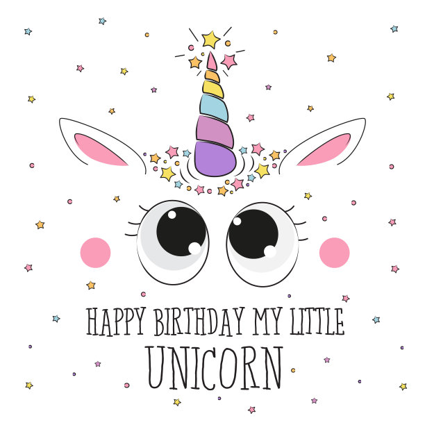 可爱的快乐独角兽生日贺卡插图图片 可爱的快乐独角兽生日贺卡插图图片下载