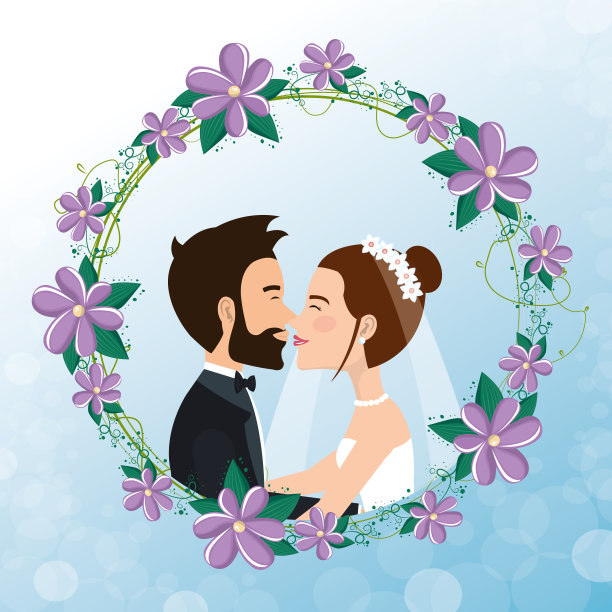 新婚夫妇配花框的浪漫照片图片 新婚夫妇配花框的浪漫照片图片下载