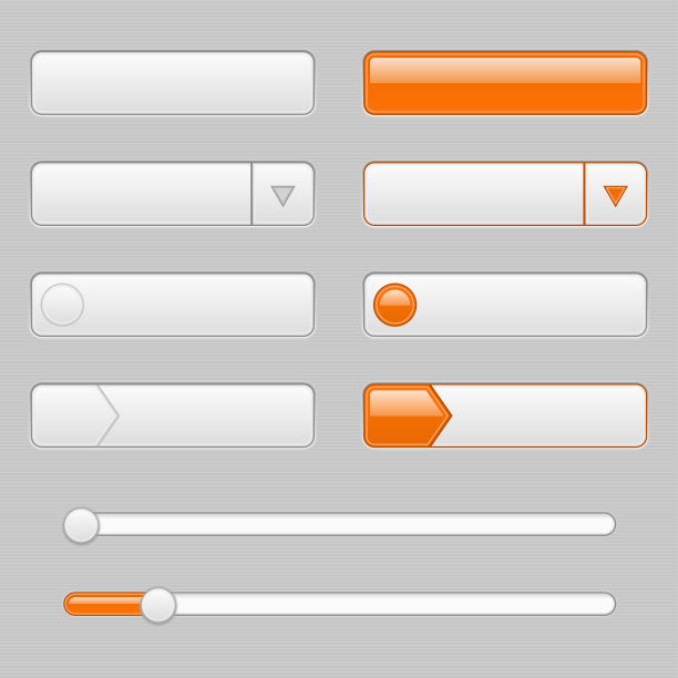 白色网页界面按钮与橙色标签图片 白色网页界面按钮与橙色标签图片下载